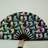 33cm Reflective Fan 13-inch Kung Fu Fan Rainbow Reflective Fabric Fan Large Bamboo-framed Fan