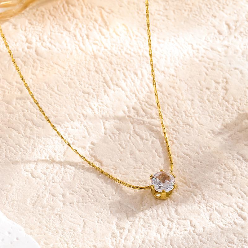Exquisite French-Style Titanium Steel Zircon Earrings: Shiny Round Ornaments for Girls