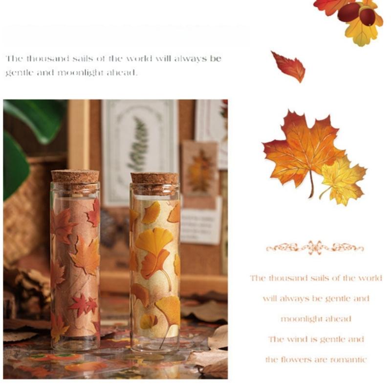 8Pcspack Autumn Pet Stickers Vintage Fall Pumpkin Maple Leaf Decorative Sticker For Journal Scrapbooking Planner Diy Craft