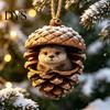 Festive Tree Trimmings Forest Animal Acorn Ornaments, Cozy Woodland Christmas 2D Acrylic Realistic Hanging Decor Pine Cone Pendant for Xmas Tree, Home