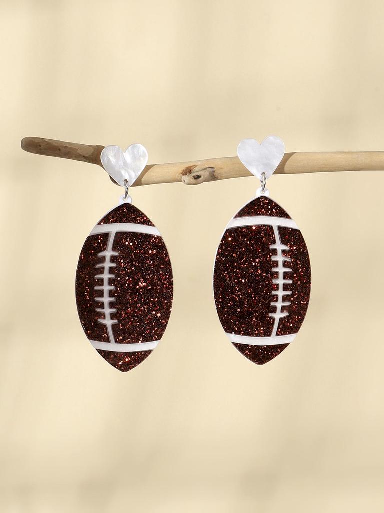 Sporty Style Double Layer Acrylic American Football Earrings for Women