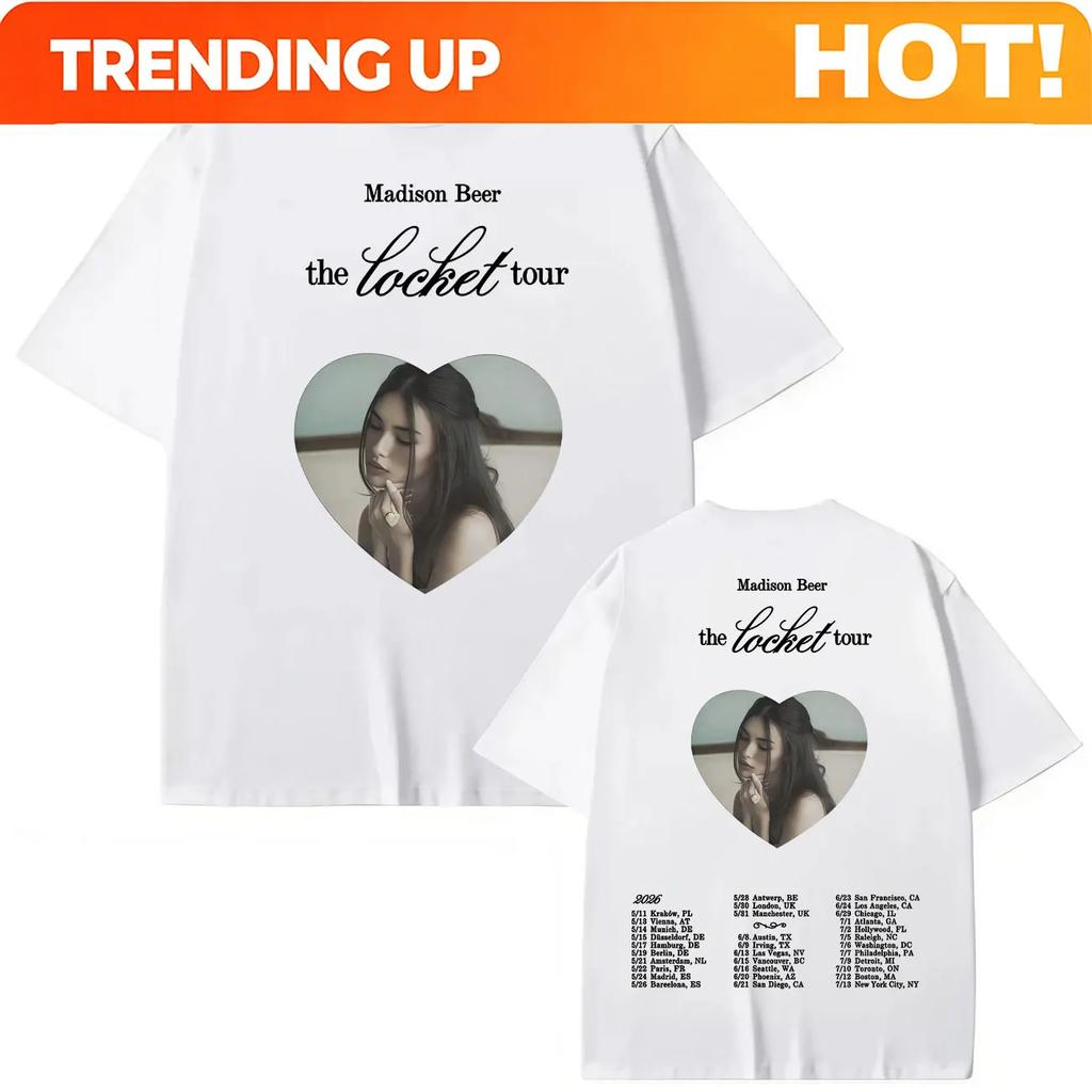 Custom Shirt Madison Beer The Locket Tour 2026 Merch Tshirt Fashion Pop Music Short Sleeve T Shirts Unisex Unisex Casual Loose Cott