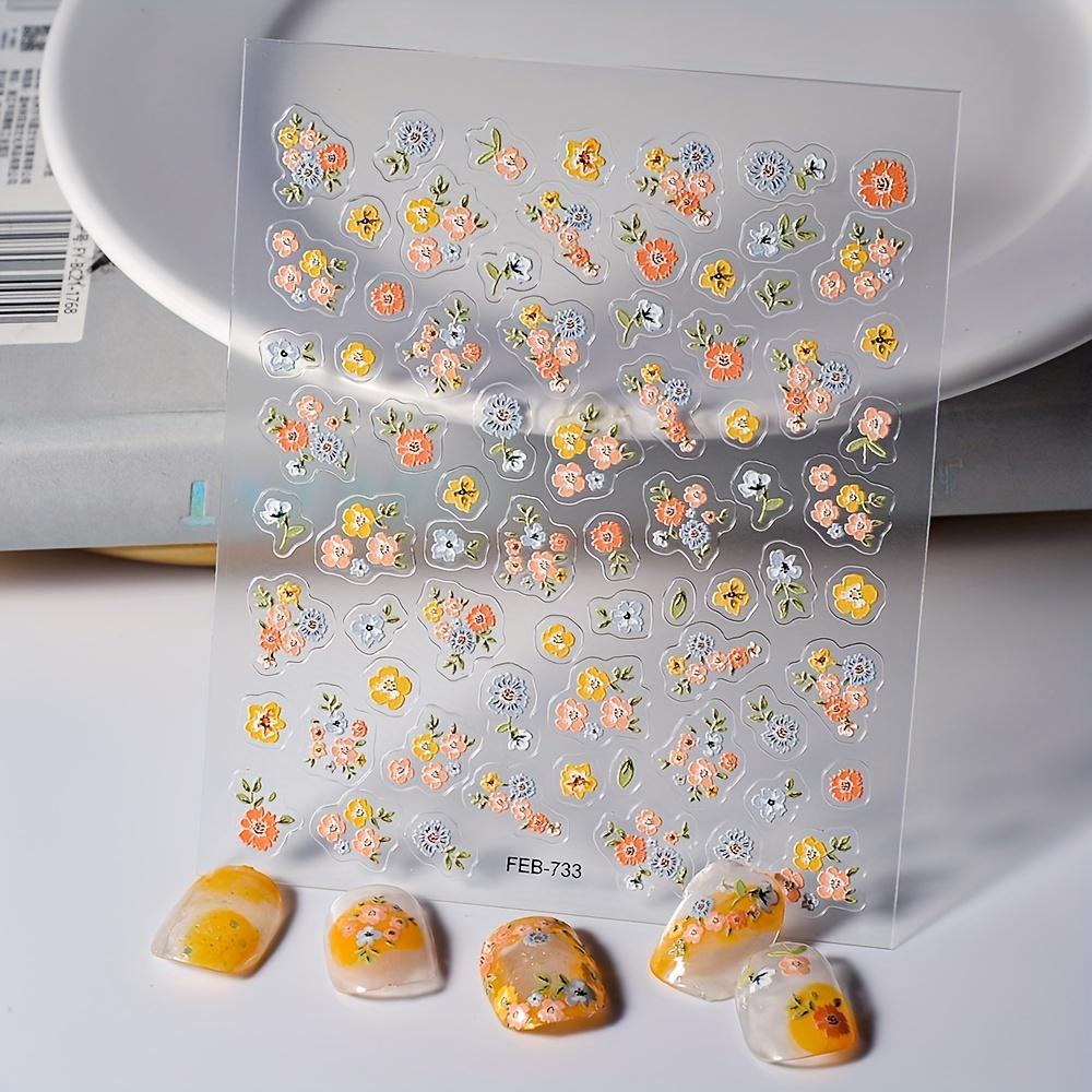

1 шт. 5D тисненные наклейки для дизайна ногтей с цветочным дизайном, наклейки для дизайна ногтей для маникюрных салонов, самоклеящиеся для женщин и девочек