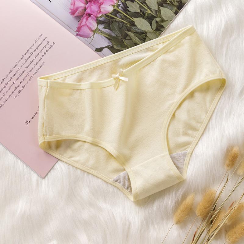 

Трусики из хлопка с бантом, однотонные, удобные, треугольные, со средней талией, женское нижнее белье, трусики L