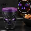 Spooky Bar Atmosphere Decoration Halloween Glowing Skull Goblet, LED Light Up Candle Holder for Unique Table Centerpiece Party, Decor Table,