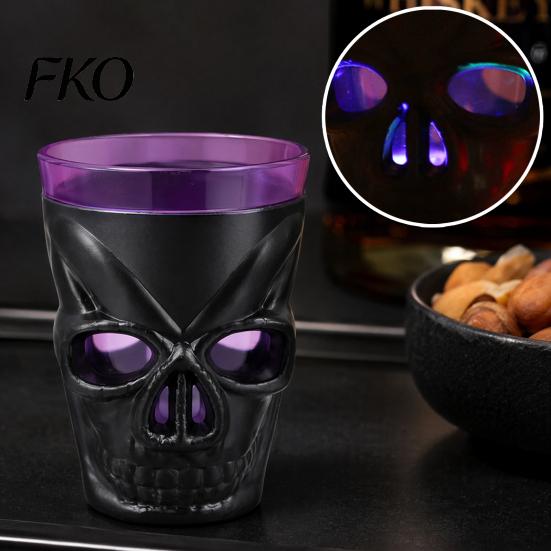 Spooky Bar Atmosphere Decoration Halloween Glowing Skull Goblet, LED Light Up Candle Holder for Unique Table Centerpiece Party, Decor Table,