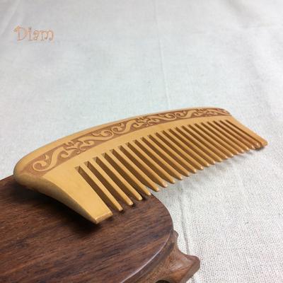 NO.INS Double Sided Carving Natural Peach Wood Comb Anti Static Hair Styling Tool Hair Comb Massage
