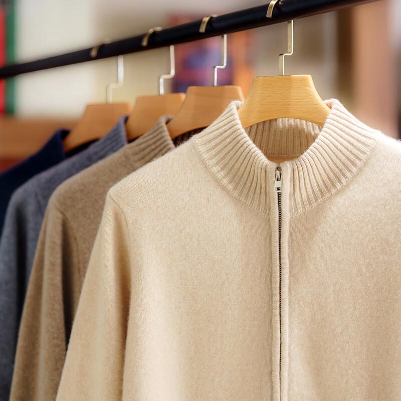 Fanzhen Men's 100% Wool Thick Knit Cardigan