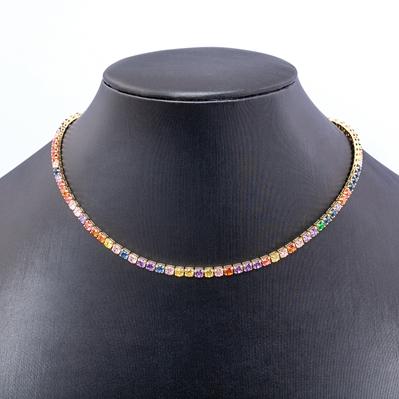 Nidin Fashion Luxury Tennis Chain Women Adjustable Link Necklace Crystal Zircon 7 Colors Choker Gothic Jewelry Gift Gold Plated