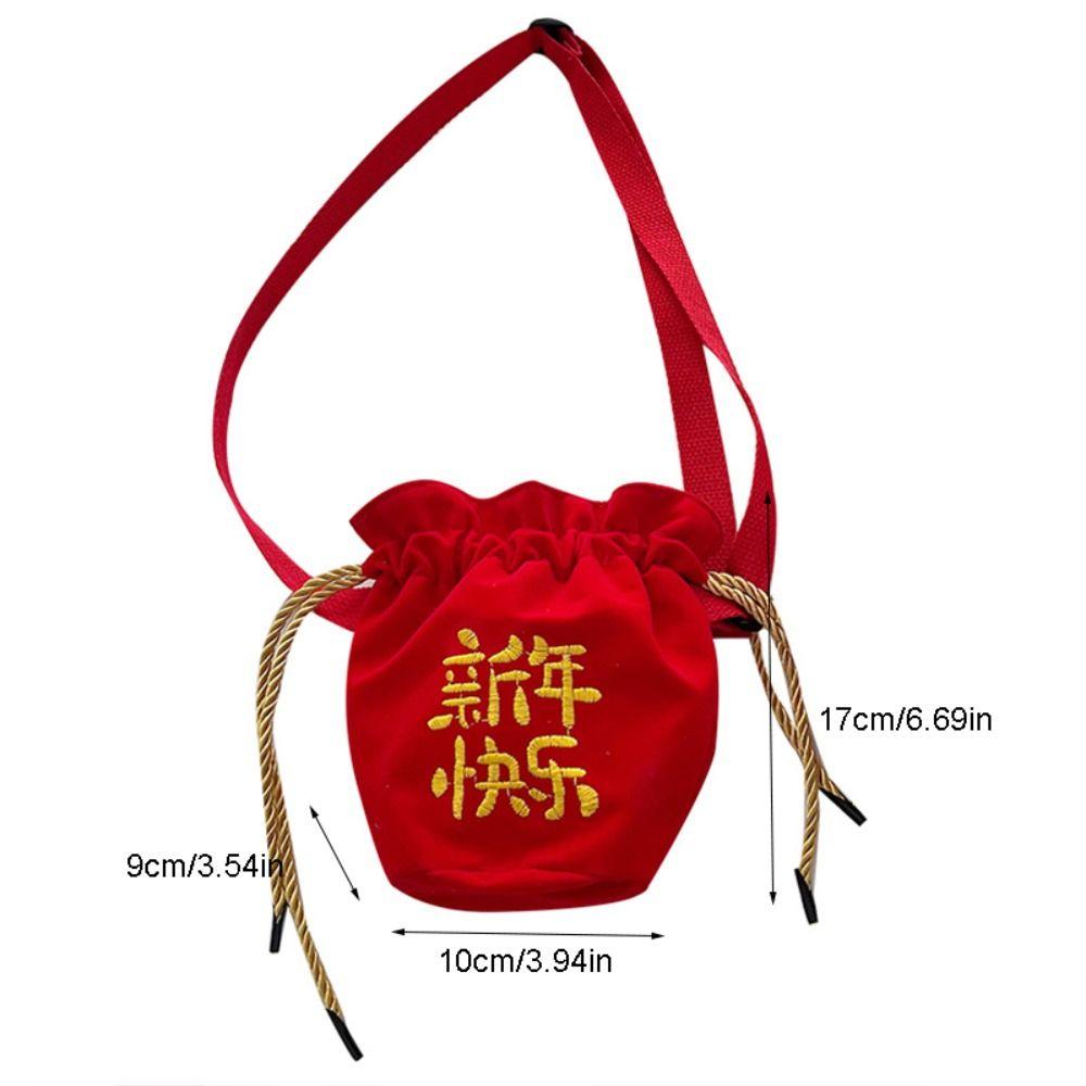 Red New Year Coin Purse Chinese Style Embroidered Crossbody Bag Lucky Wallet  2024 Dragon Year