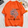 Line Draft Tiger Cherry Blossom Print Men T-Shirt Cotton Casual T Shirt Summer Loose Hip Hop Clothes