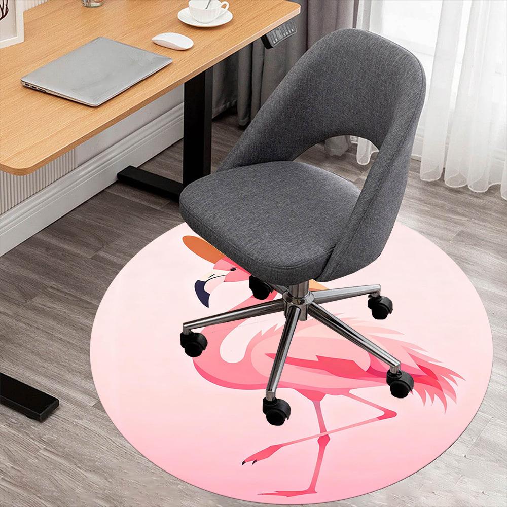 

1PC Flamingo Hat Round Chair mat Area Rug - Non-Slip, Floor Mat for Office, Bedroom, and Indoor Decor -Gift D1127266 80cm by 80cm