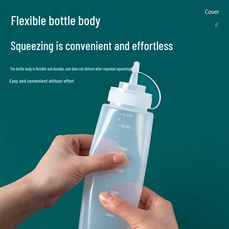 Set aus 3 transparenten Quetschflaschen mit spitzer Öffnung für Ketchup, Honig, Sahne, Salatdressing und Austernsauce.