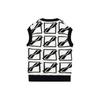 We11done Ss22 Logo Geometric Pattern Full Knit V-Neck Vest Unisex vests White WD-KV1-22-652-U-IV