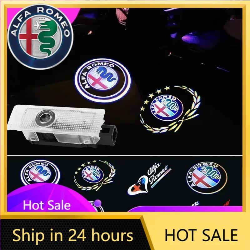 Car Stickers For Alfa Romeo 2PCS Car Door HD Welcome Light Laser Projector Lamp For Alfa Romeo Giulietta Mito Giulia Stelvio Bre