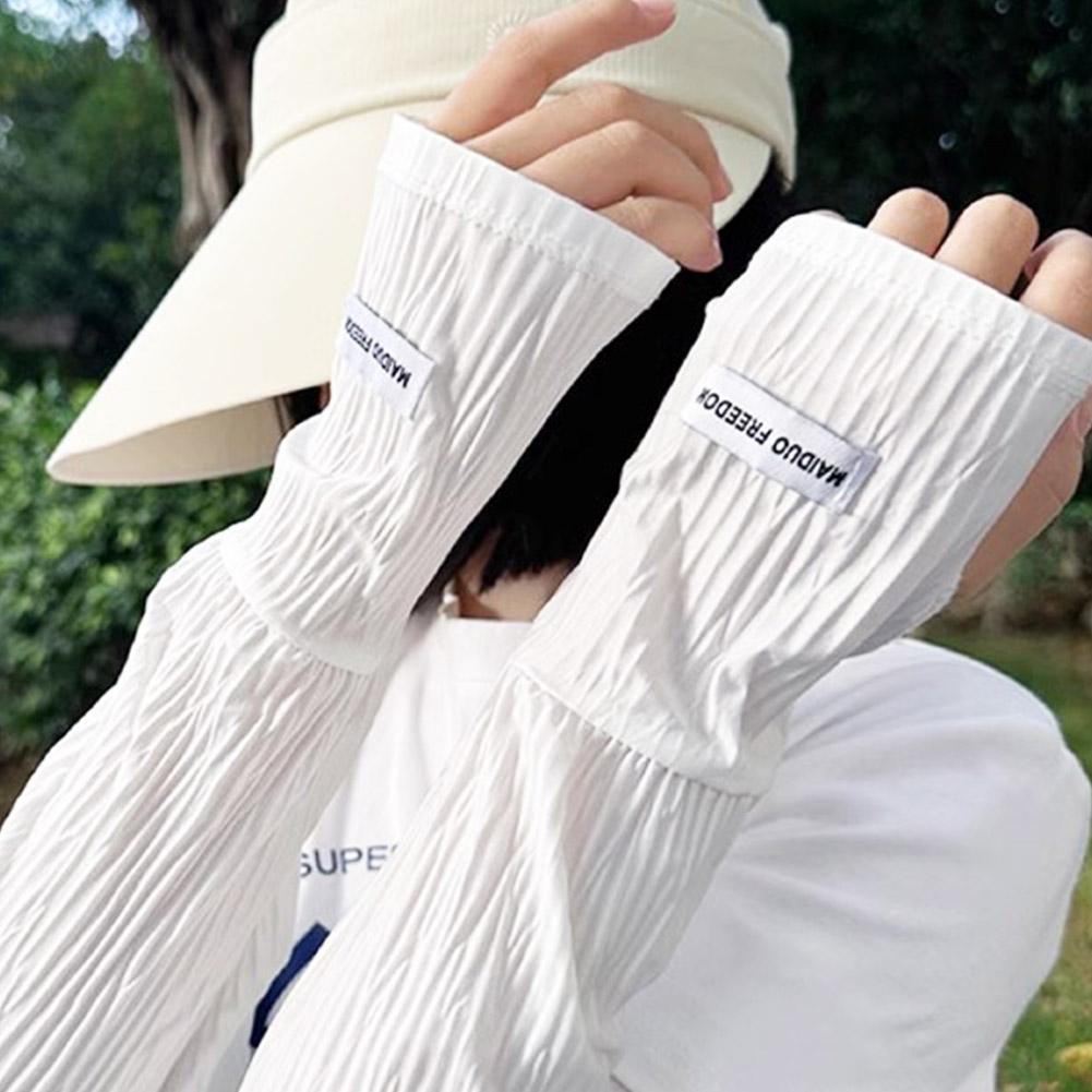 Fashionable Loose Thin Ice Silk Long Sleeves For Women Summer Sleeve Girls Sunscreen Protector M2C9