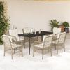 VidaXL 7-Piece Garden Dining Set with Cushions, Patio Table and Chairs, Outdoor Furniture Terrace, Modern, 3212142