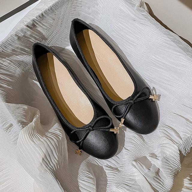 

Женские балетки на плоской подошве, классические лоферы из натуральной кожи, модный дизайн, офисная женская повседневная обувь с бантом для девочек 36