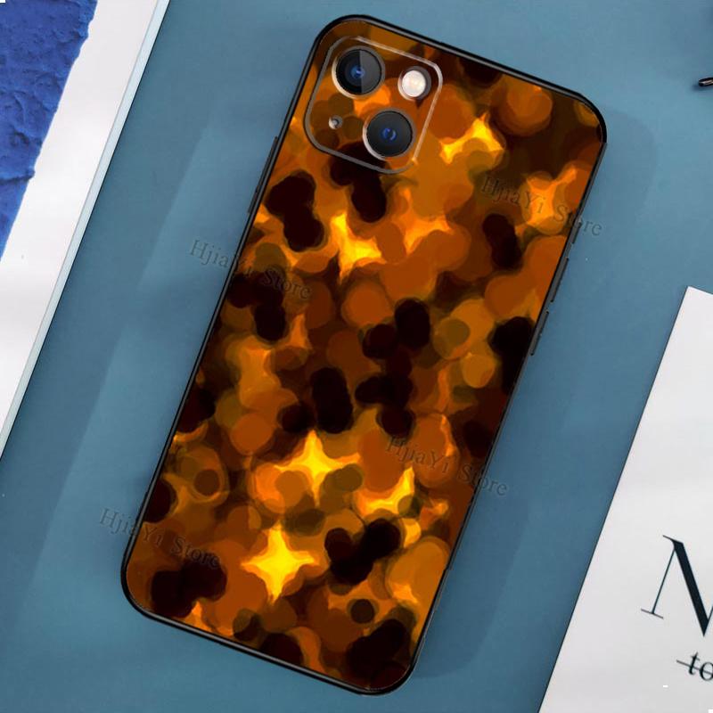 Tortoiseshell Tortoise Shell-fodral på för iPhone 11 12 13 Pro Max Mini X XR XS Max 6 7 8 Plus SE 2020 telefonbaksida