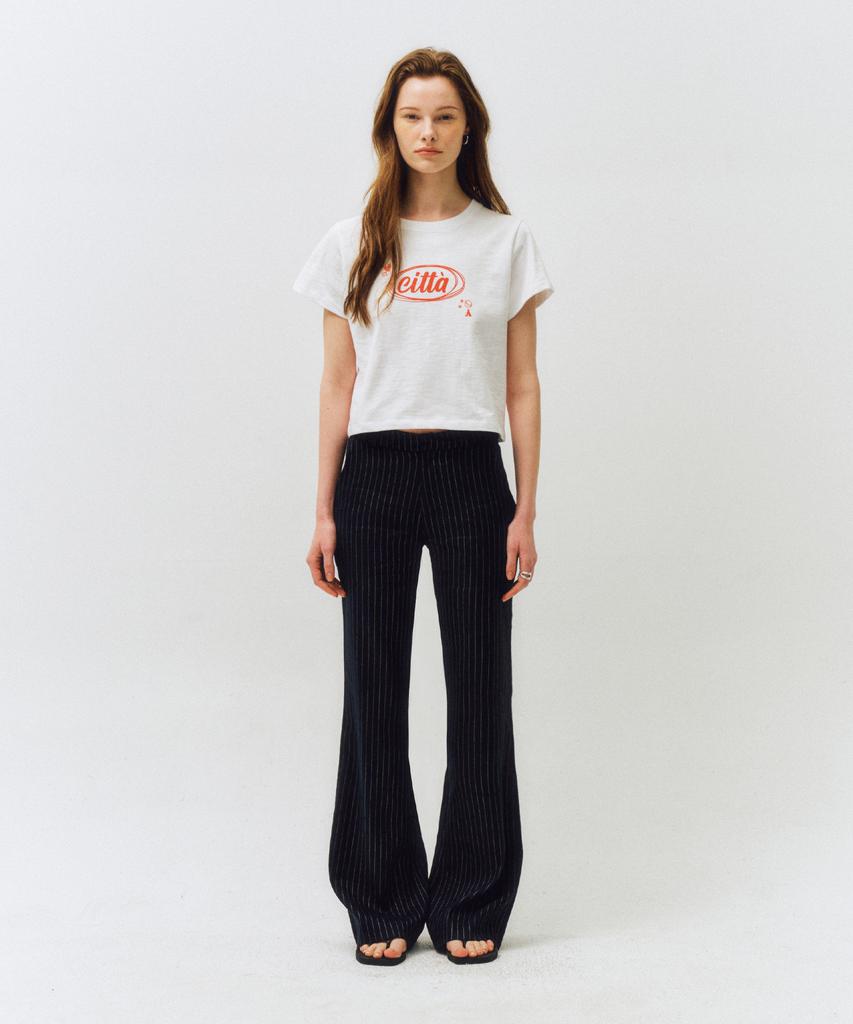 CITTA Linen Pin Stripe Bootcut Pants_Ctb550(Navy)
