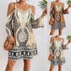 Summer New Vacation Retro Off-Shoulder Sleeveless Printed Dress Imported