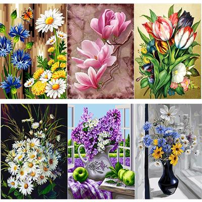 5D-Diamantgemälde zum Selbermachen, frische Blume, Diamant-Stickerei, Blumenszene, Kreuzstich, voller runder Bohrer, Heimdekoration, manuelles Geschenk