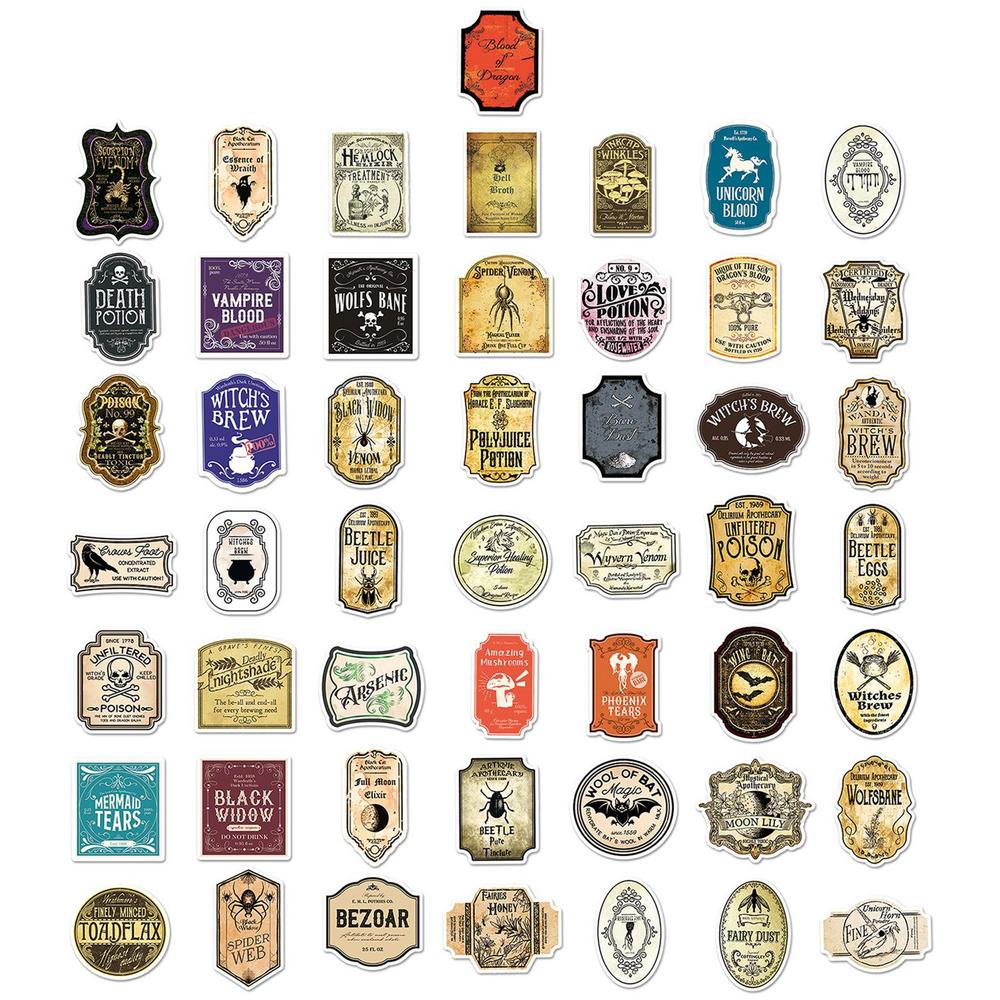 

Halloween Potion Stickers Halloween Wine Bottle Glassy Bottle Stickers Retro Horror Gothic Decals Suitcase Scrapbooking Sticker