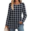 Women's Casual Fashion Long Sleeve Shirt Plaid Printed Tunic Top