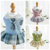 Knitted Pet JK Plaid Skirt Kawaii Dog Dress School Uniform Cat Clothes  Small Medium Dogs