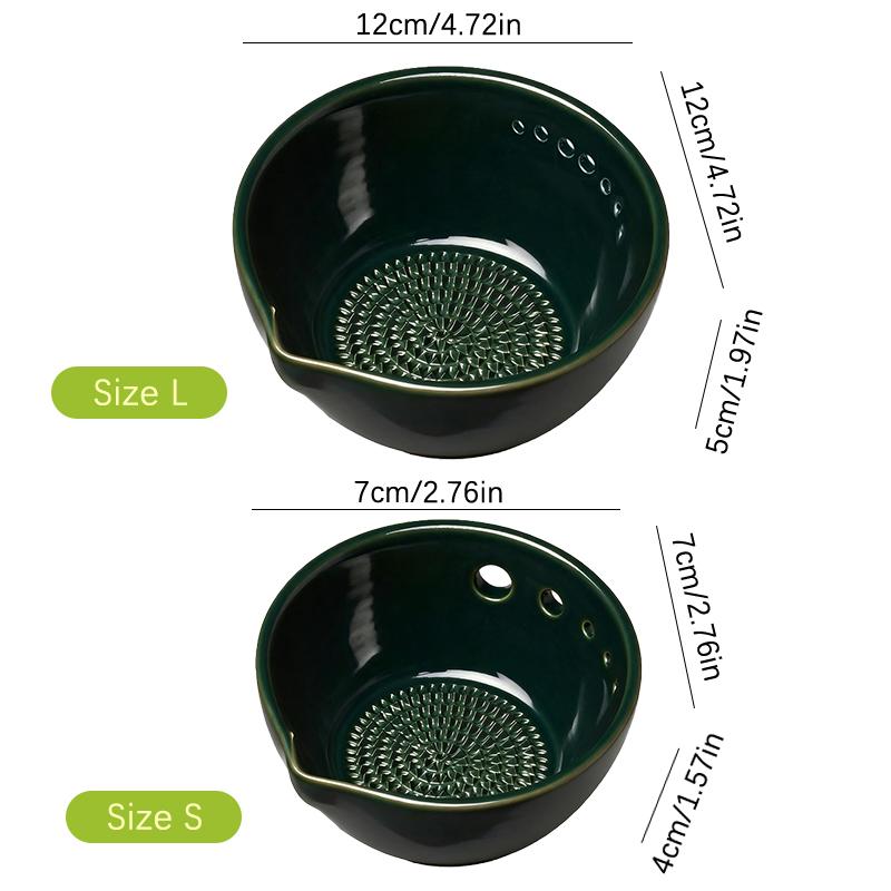 Handmade Garlic Grater Herb Stripper Bowl, 2-In-1 Herb Stripper And Garlic Grater Bowl, Different Sizes Of Round Holes