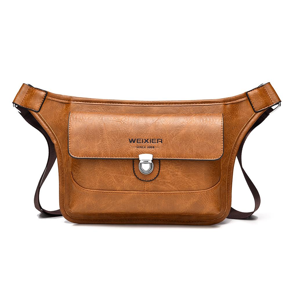 

WEIXIER Men s Leather Sling Bag Crossbody Shoulder Bag Waterproof Messenger Waist Chest Bag Briefcase Travel Bag коричневый