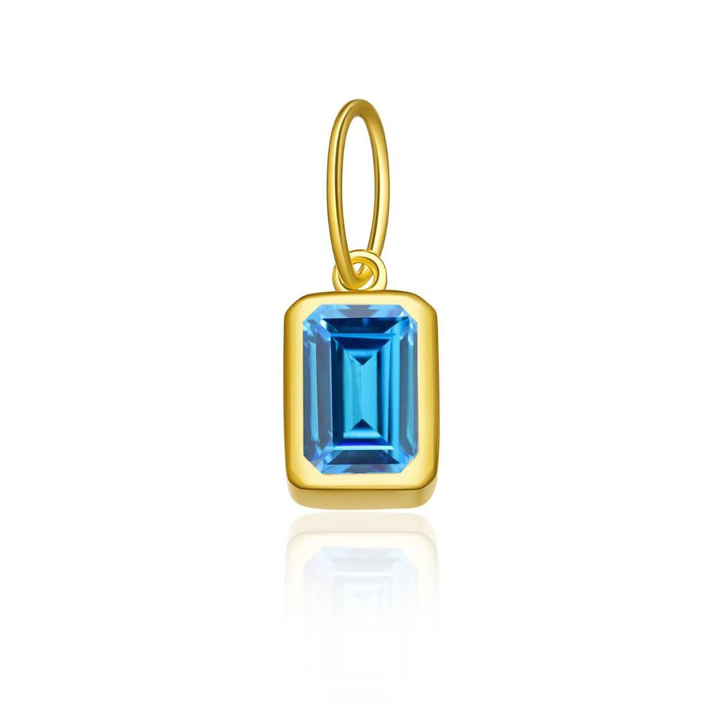 12 Birthstone Colored Zircon Square Pendant Necklace, S925 Sterling Silver, European & American Style