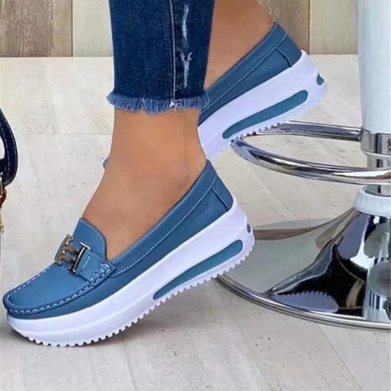 Shoes large size platform women's shoes new casual single shoes women's metal buckle one pedal lazy shoes loafer