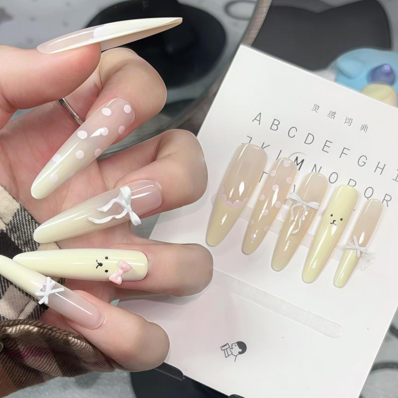 Miffy Rabbit Handmade Sweet Bow French-Style Fake Nails