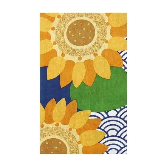 Hamamonyo Tenugui Towel - Sunflower Seigaiha Pattern, Yokohama Tradition, 100% Cotton, Approx. 34cm x 90cm