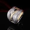 Huitan Personality Big Intersect Metallic OL Style CopperColor Gold Color Mix Office Lady Finger Rings Fashion Rings Jewelry
