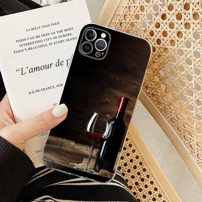 Elegant Red Wine Glass Phone Case Silicone Soft for iphone 14 13 12 11 Pro Mini XS MAX 8 7 6 Plus X XS XR Cover
