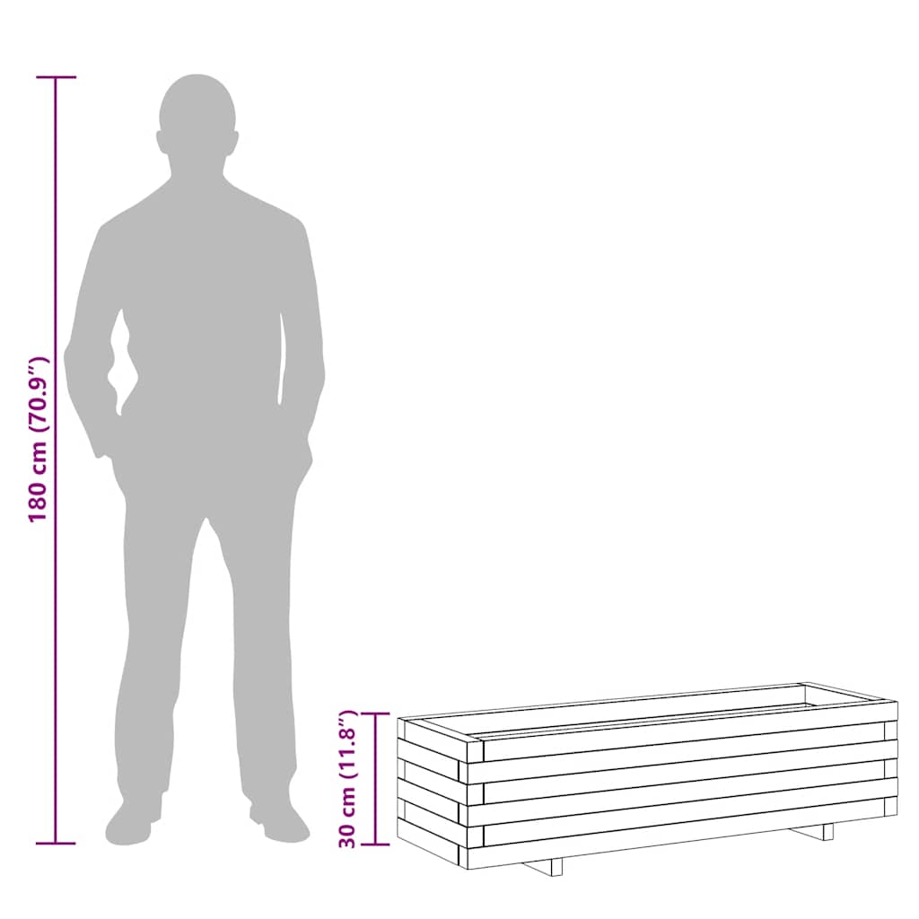 Raised Garden Bed 120 x 40 x 30 cm Wooden Rectangular