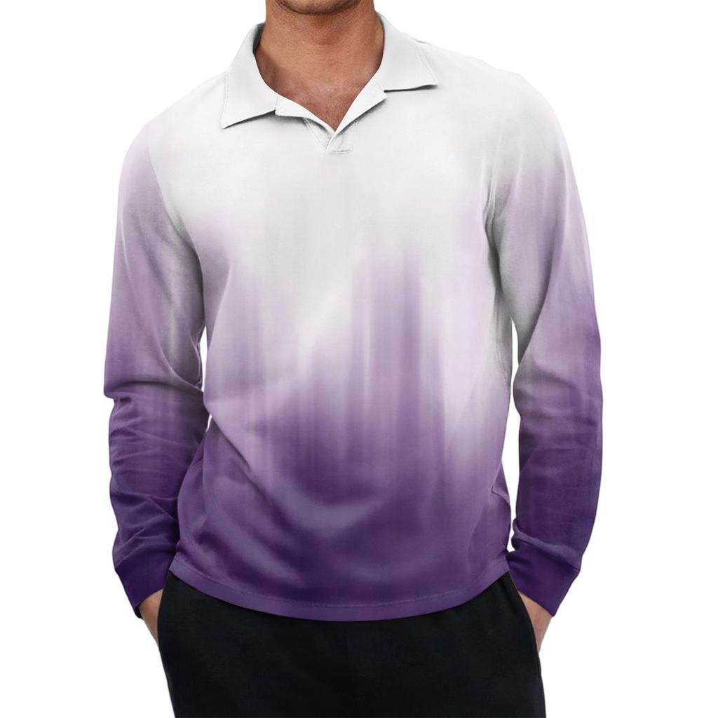 Men's Casual Retro Small V-neck Long-sleeved Top