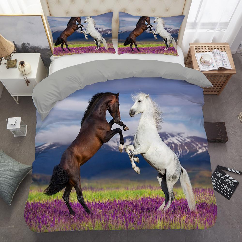 

Comforter 3D Bedding Sets Bed Set King Queen Full Single Size Animal Horse Home Texitle Comforter (quilt)-EU Single(135*200cm)3pcs