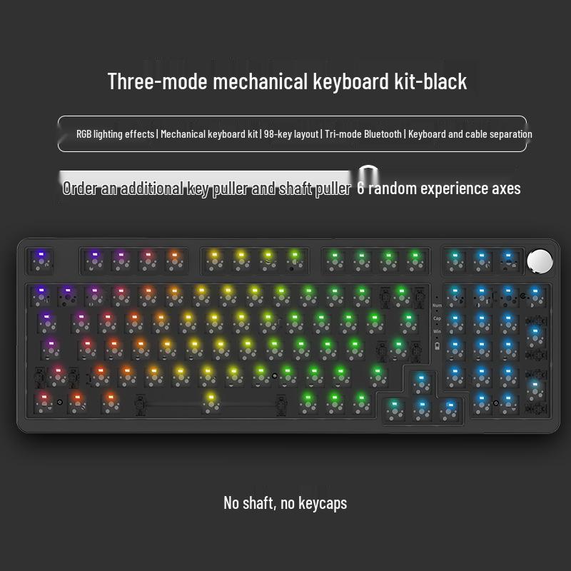 98-Key Wireless Bluetooth Three-Mode Mechanical Keyboard - Gaming, Esports, Office, PBT Transparent DIY Customization