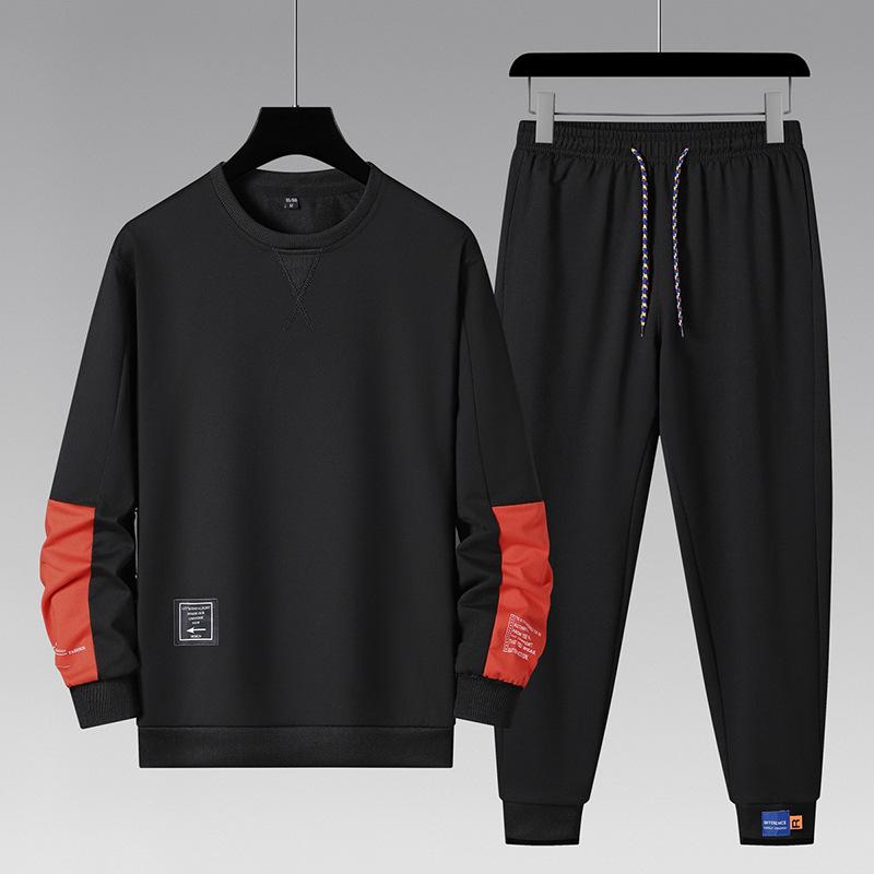 

Повседневный костюм Мужской свитшот с круглым вырезом на молнии Набор из двух предметов Мужской универсальный спортивный костюм M чёрный