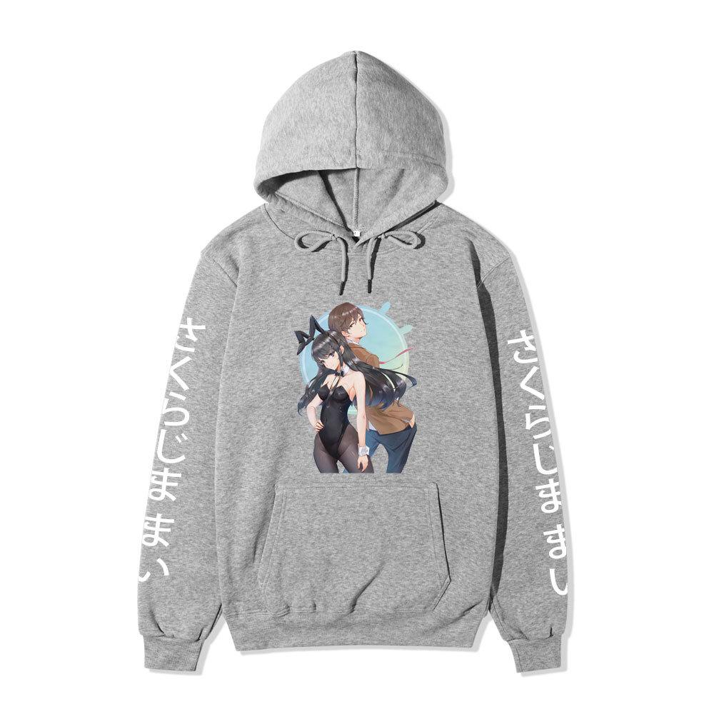 Rascal Does Not Dream of Bunny Girl Senpai Mai Sakurajima Unisex Fleece Hoodie Vertical Japanese Text Sleeve Anime Print Long Sleeve Sweatshirt