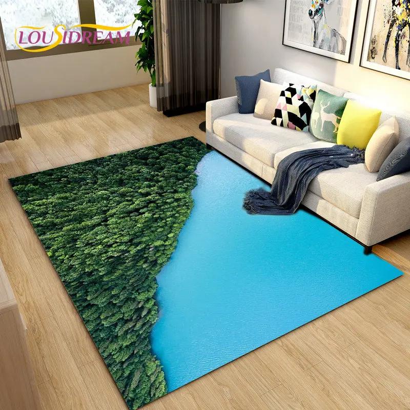 3D Ocean Seawater Beach Water Scenery Area Rug,Carpet Rug for Living Room Bedroom Sofa Doormat Decoration,Kid Non-slip Floor Mat