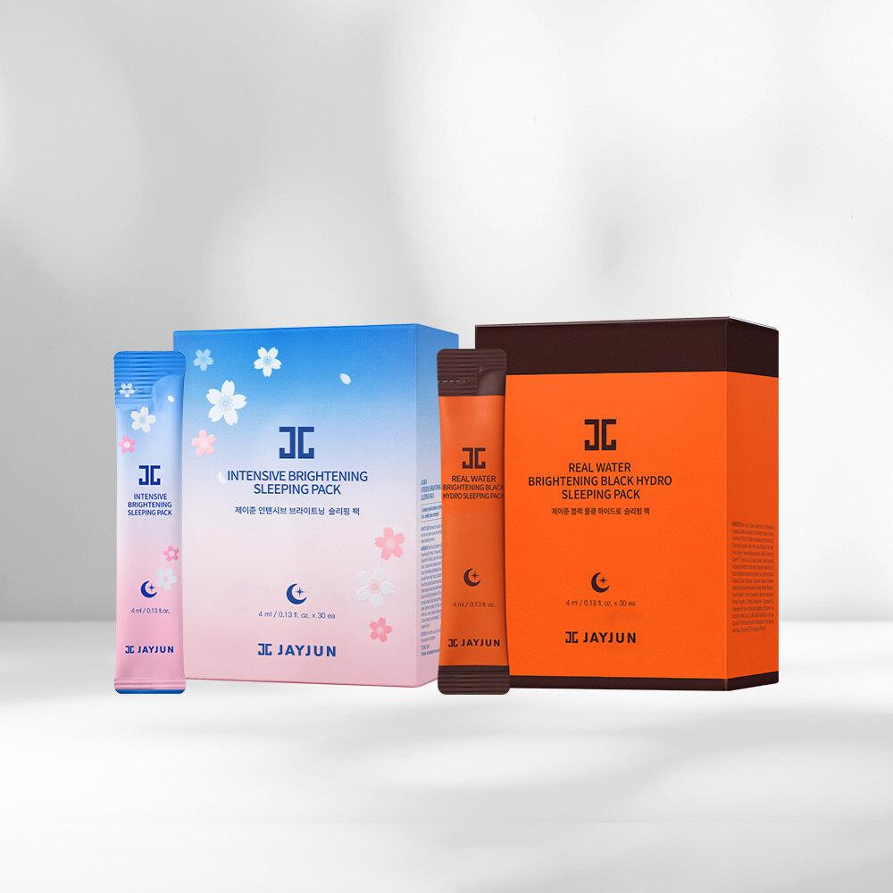 [JAYJUN] Black Water Glow Hydro Sleeping Pack (30 pieces) + Intensive Brightening Sleeping Pack (30 pieces) 60 packs