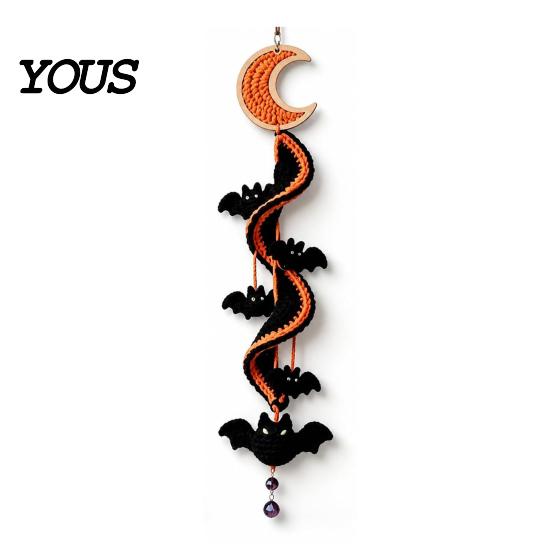 Creative Hobby Gift Halloween Spiral Crochet Hanging Ornament DIY Kit, Pumpkin Ghost Bat Family Crafting Supplies Black Cat Complete Craft,