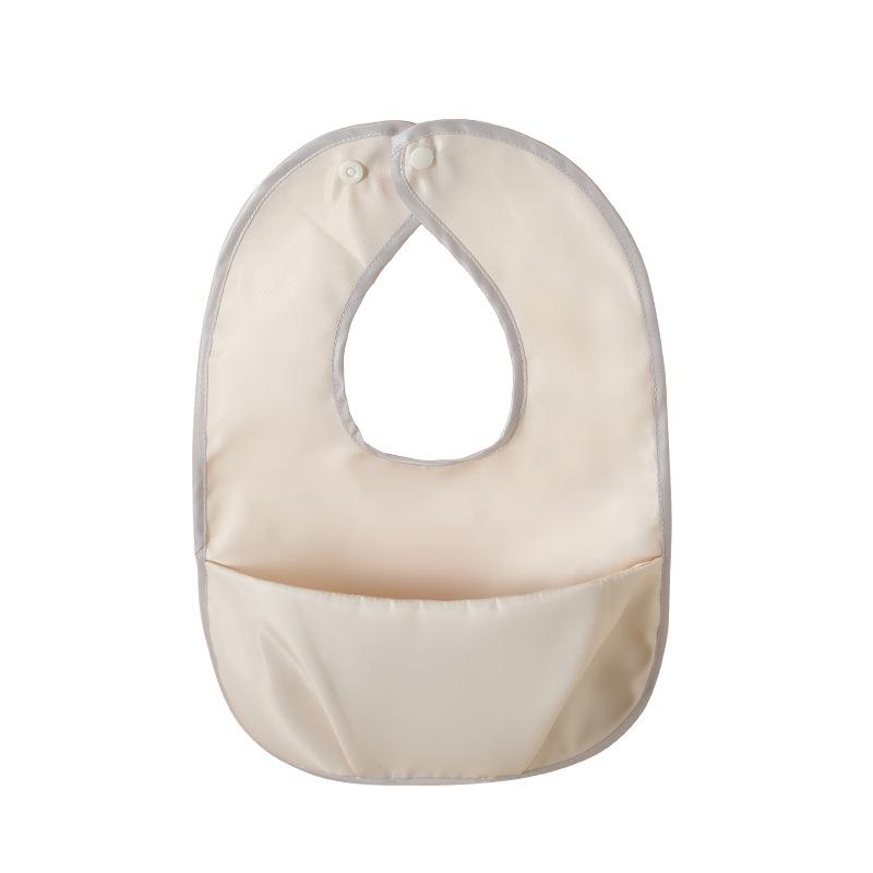 Waterproof Feeding Bib for Babies 0-4 Year Thickened Drool Bandana with Food Catcher Large Coverage Soft Weaning Bib Solid Color