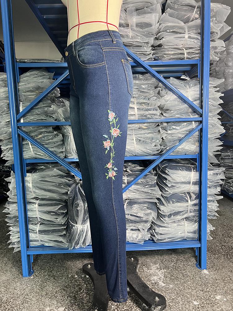 Women's Low-Waist Ripped Embroidered Jeans