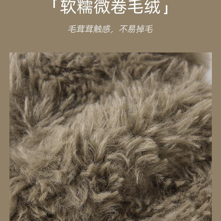 Cute Bear Wool Hat Women's Winter Thickened Plush Warm Plush Bald Hat Autumn and Winter Big Head Circumference Knitted Hat