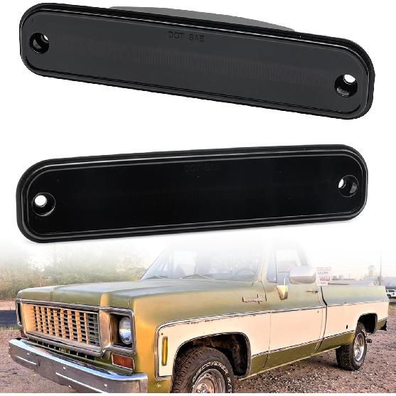 LED Side Marker Lights for 1973-1980 GMC Chevy C/K Series Pickup Trucks, K5 Blazer, Suburban - Amber Front Bumper Side Marker Repeater Lamp Kit LH RH